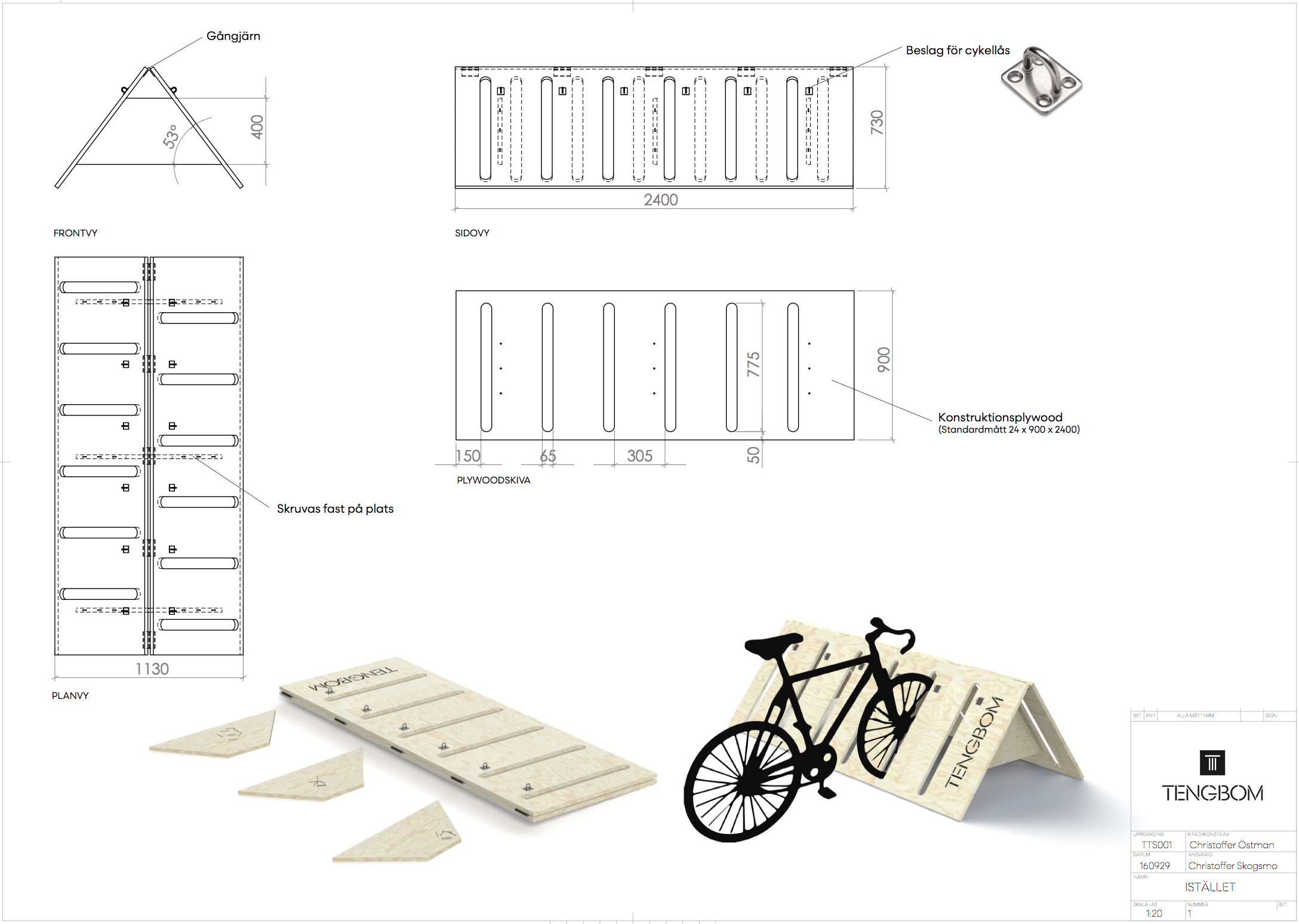 Ritning för cykelstället Istället