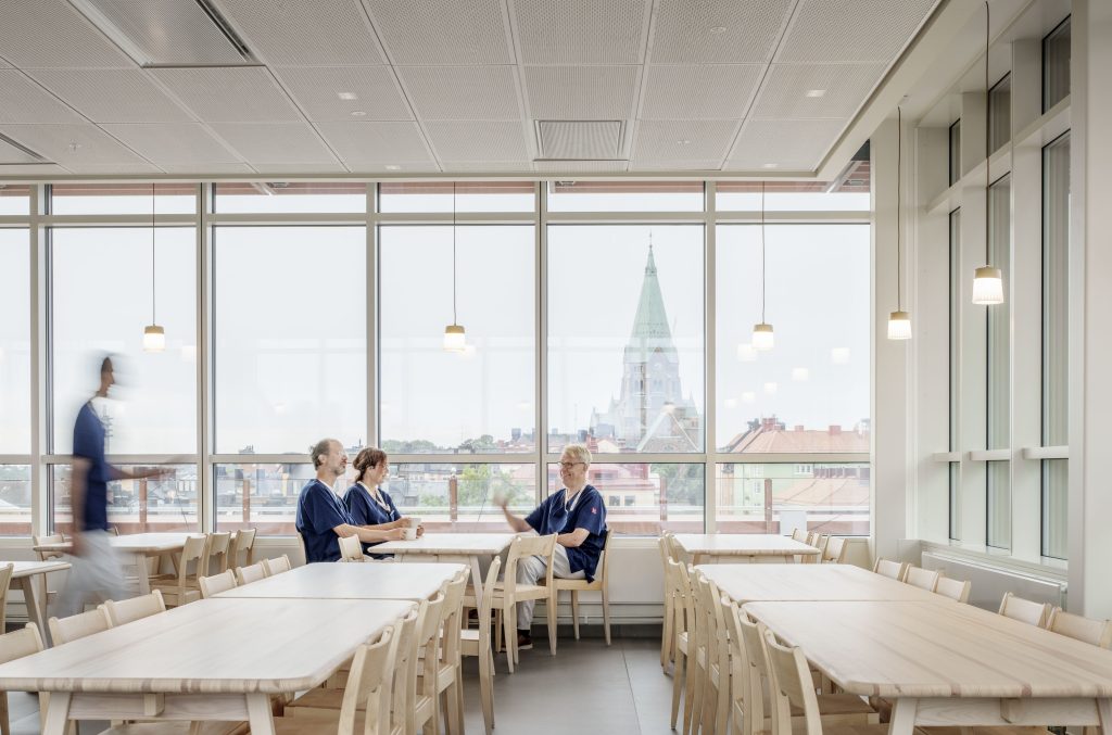 Ersta sjukhus matsal. Arkitektur vård välmående