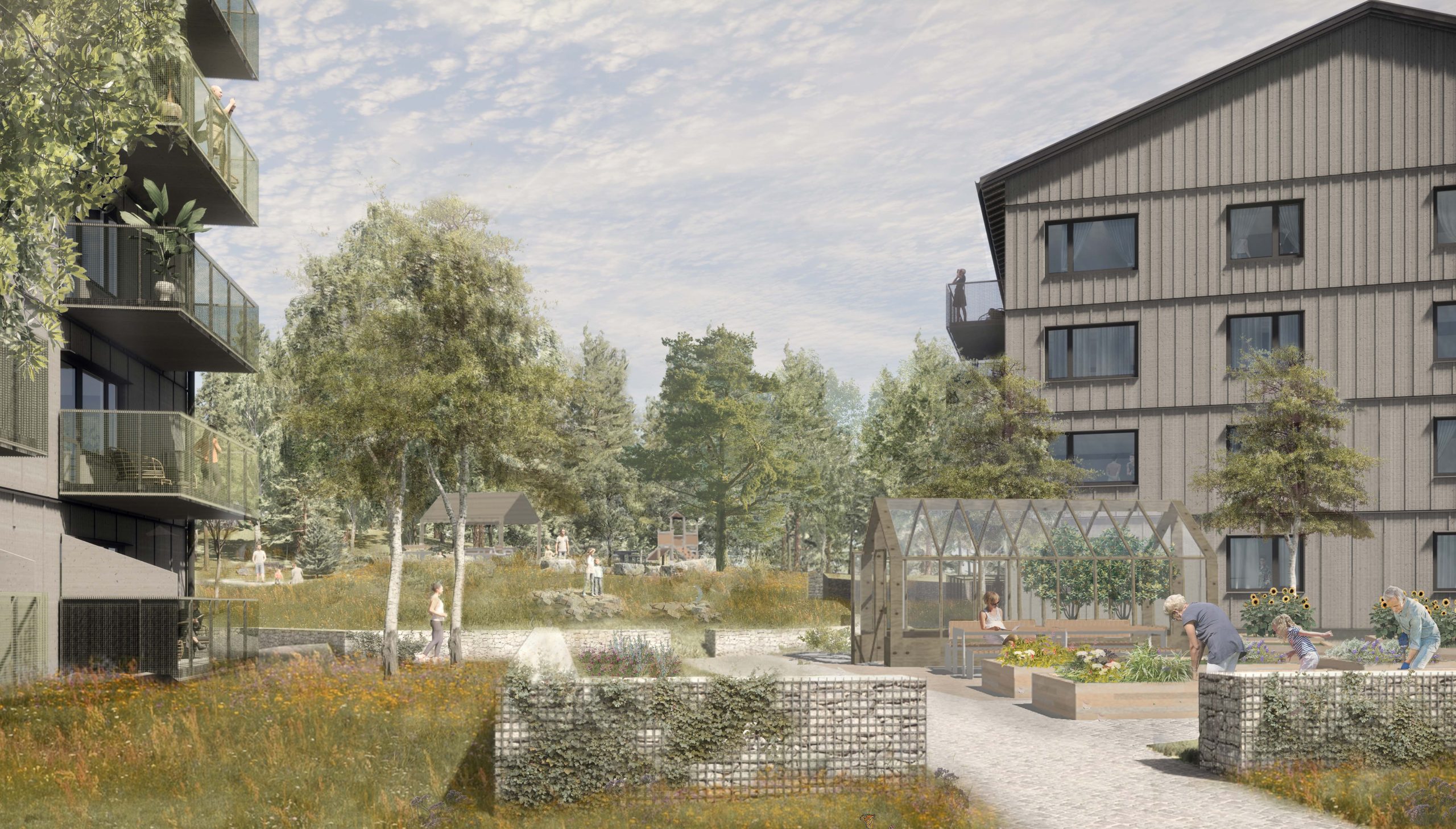 vy over odling scaled Närproducerade hus av småländsk gran gav markanvisning i Huskvarna