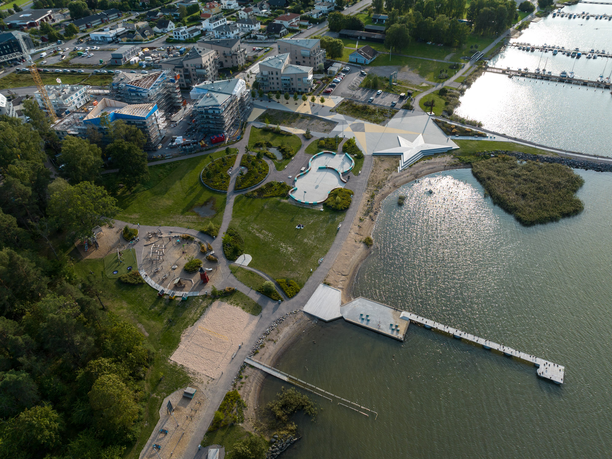 Lindö strand flygfoto